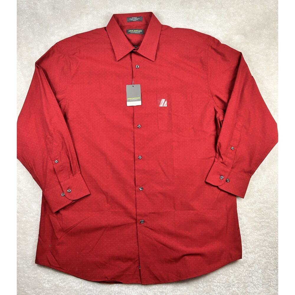 John Bartlett Statements Mens Dress Shirt 17 1/2 32/33 Red Long Sleeve Button Up